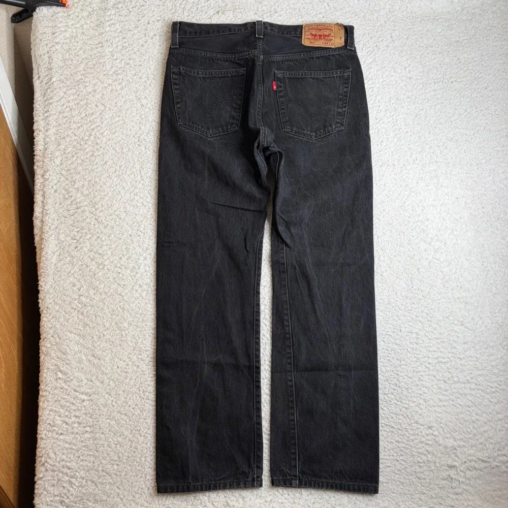 Y2K Levis 501xx Straight Fit Jeans Mens 34x32 (32x30) Black Denim Button Fly